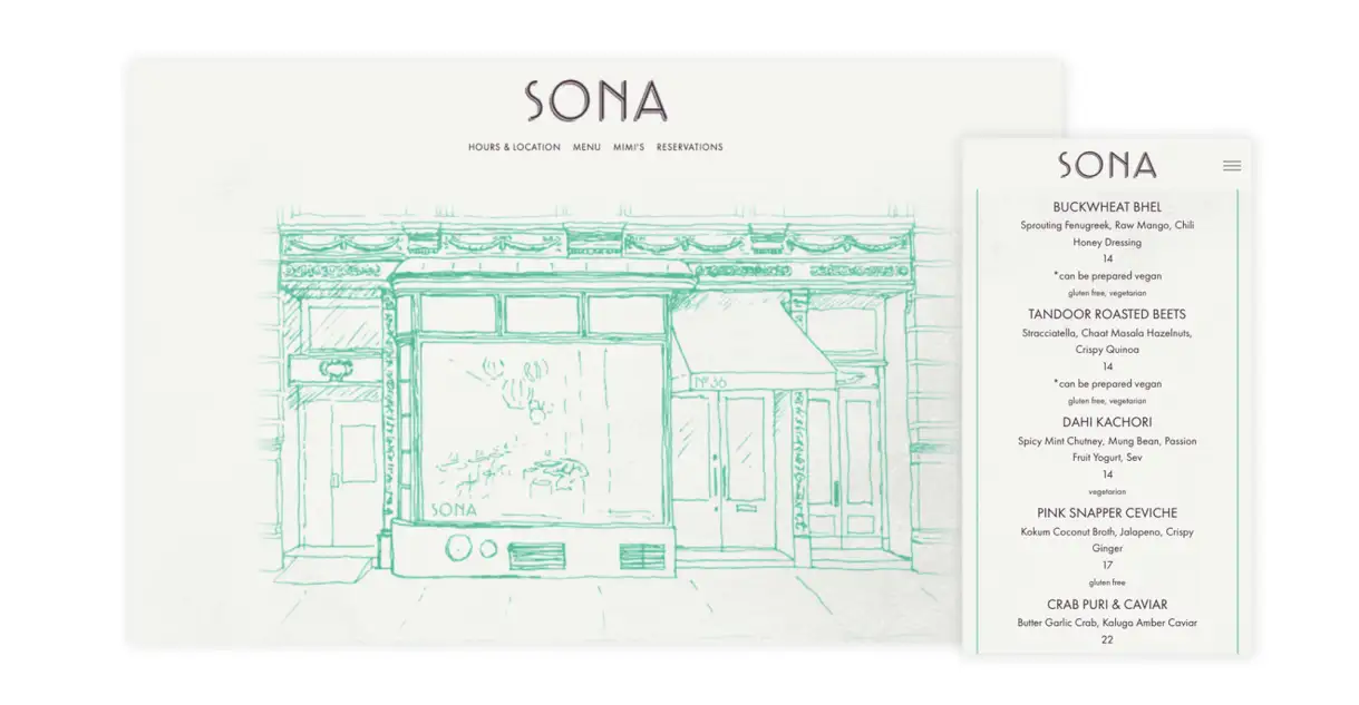 An example of a restaurant website