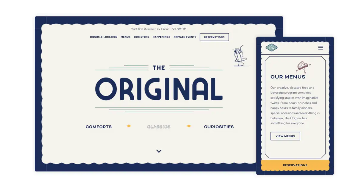 An example of a restaurant website